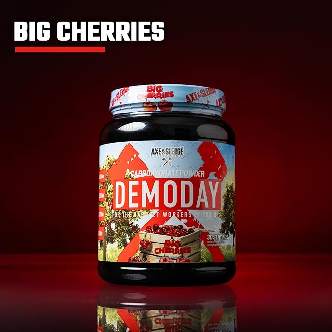 Axe & Sledge Supplements Demo Day Intra-Workout Carbohydrate Powder with Cluster Dextrin, Carb10, Hydromax, & Palatinose, Enhances Performance and Pumps, 30 Servings (Big Cherries)