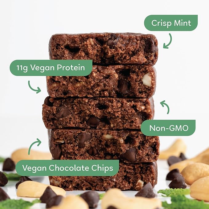 GoMacro MacroBar Organic Vegan Protein Bars - Mint Chocolate Chip, 2.3 Ounce Bars, (Pack of 12)