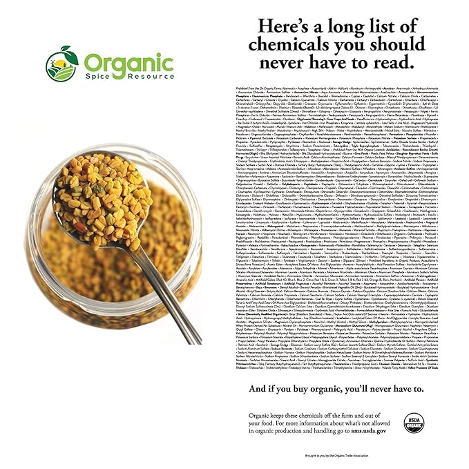 Organic Fenugreek Seeds | 16 Ounce Pack of 2 | USDA Organics and Non-GMO Verified Project Approved | Product of India | 100% Raw and Natural | Resealable Kraft Bag by SHOPOSR