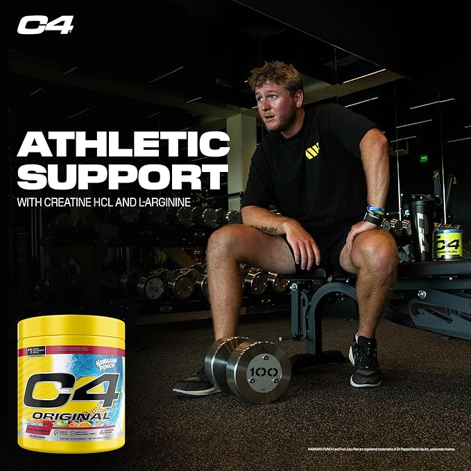 C4 Original Pre Workout – Hawaiian Punch - Pre-Workout for Endurance, Focus & Performance with 200mg Caffeine, Beta-Alanine, Creatine Nitrate, L-Arginine & PeptiPump – Sugar Free, 25 Servings