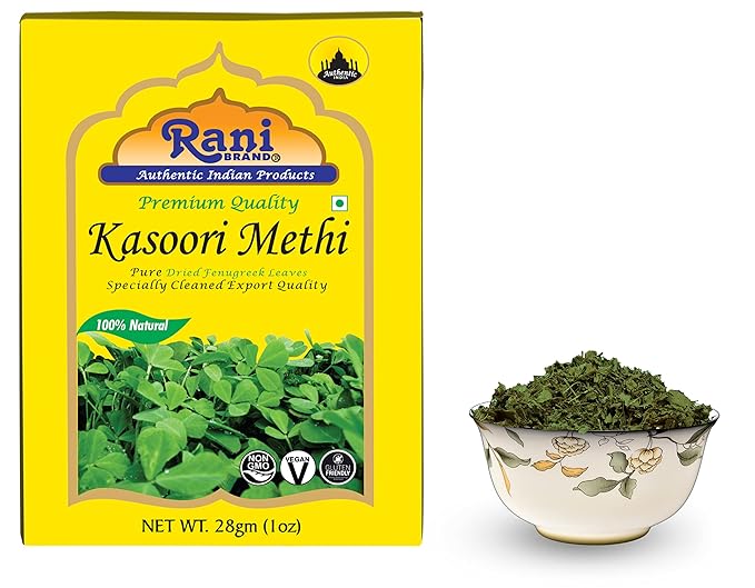 Rani Fenugreek Leaves Dried (Kasoori Methi) 1oz (28g) ~ All Natural | Vegan | Gluten Friendly | NON-GMO | Indian Origin