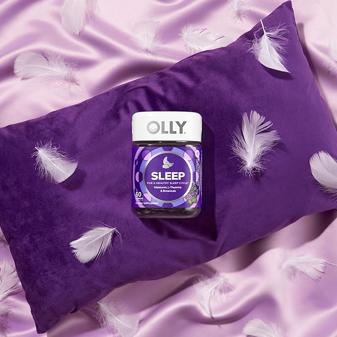 OLLY Sleep Gummy, 3 mg Melatonin, L-Theanine, Chamomile, Lemon Balm, Sleep Aid, Blackberry, 50 Count (Packaging May Vary)