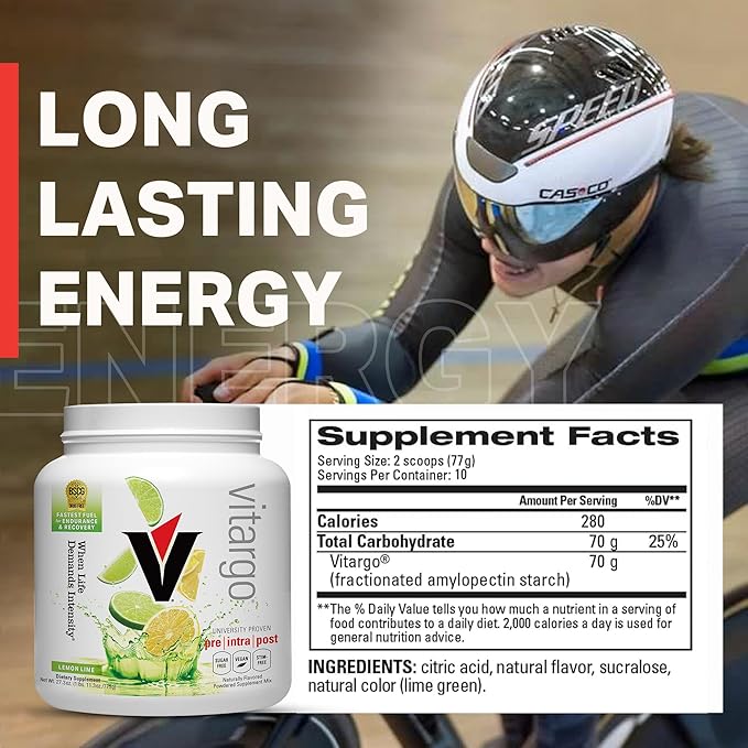 Vitargo Carbohydrate Powder | Feed Muscle Glycogen 2X Faster | 1 LB Lemon & Lime Pre Workout & Post Workout Recovery Powder| Carb Supplement for Recovery, Endurance, Gain Muscle Mass
