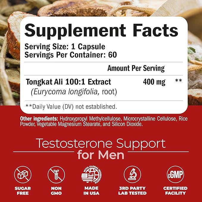 Tongkat Ali for Men - Premium & Potent Testosterone Supplement for Men with Longjack Tongkat Ali Powder - Male Enhancing Supplement for Workout - Testosterone Support & Muscle Builder - 2 Month Supply