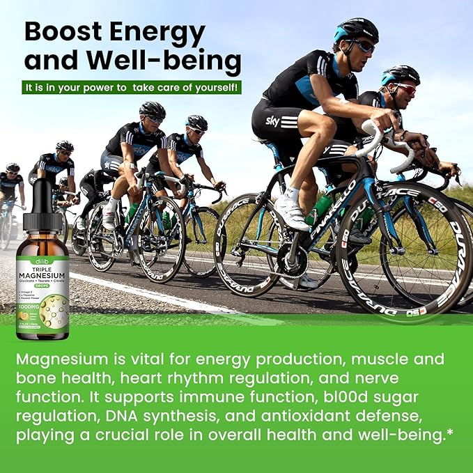 Liquid Magnesium Glycinate Supplement 1000mg, Calm Magnesium Citrate, Taurate Drops with Omega 3, Zinc, Ashwagandha, L-Theanine, Chamomile for Sleep, Mood, Stress Relief, Bone, Muscle, Lemon Flavor