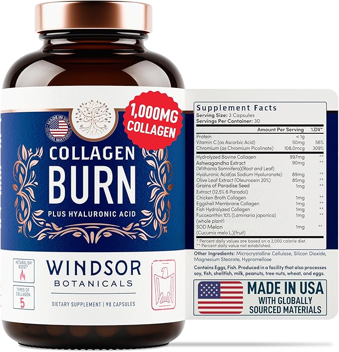 WINDSOR BOTANICALS Thermogenic Multi Collagen Fat Burner and Appetite Suppressant Weight Loss Bundle
