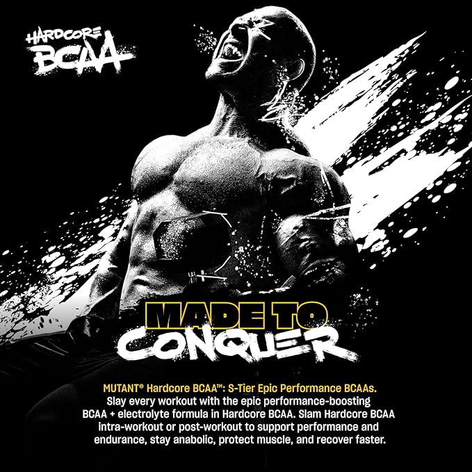 Mutant Hardcore BCAA - Pre, Intra or Post Workout – BCAA Next Level branched-Chain Amino Acids Supplement – Hydration + Recovery - 30 Serving - Blue Raspberry