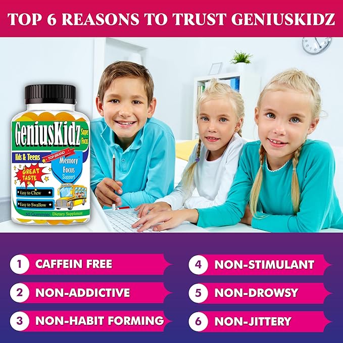 Celebrity Lifestyle Product Brain Support Focus Supplement for Kid and Teens Omega 3 Gummy Vitamin Memory and Attention, Brain Booster, Kid Focus Attention Supplement(1 Bottle) DHA 60ct