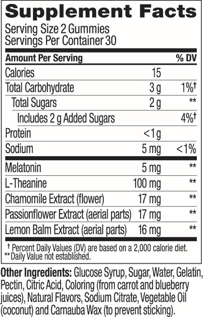 OLLY Extra Strength Sleep, 5 mg Melatonin L-Theanine, Chamomile and Botanicals - 60ct Pouch