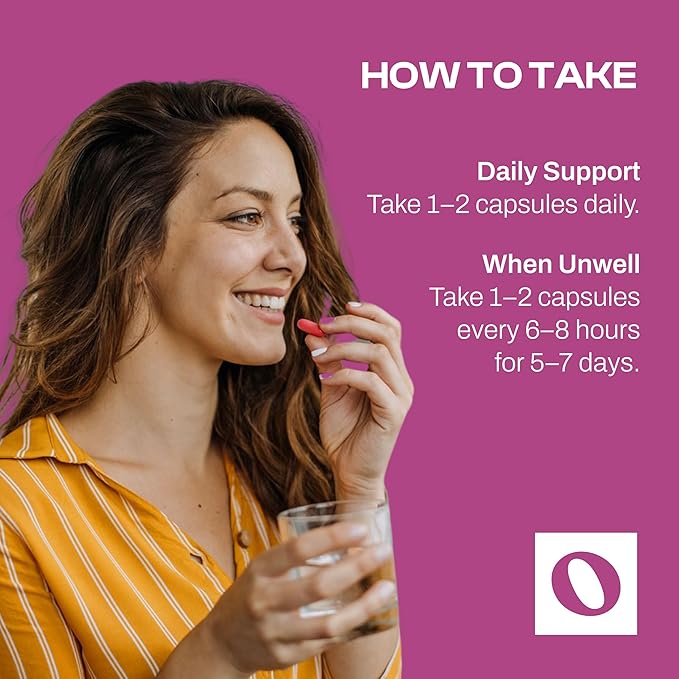Echinacea Immune Support Supplement, Infused with Elderberry, Vitamin C, Propolis and Beta Glucans, Immune Booster Vitamins and Supplements for Adults, 60 Vegan Echinacea Capsules