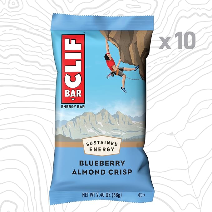 CLIF BAR - Blueberry Almond Crisp - Made with Organic Oats - Energy Bars - Non-GMO - Plant Based Protein Bars (10 Pack)