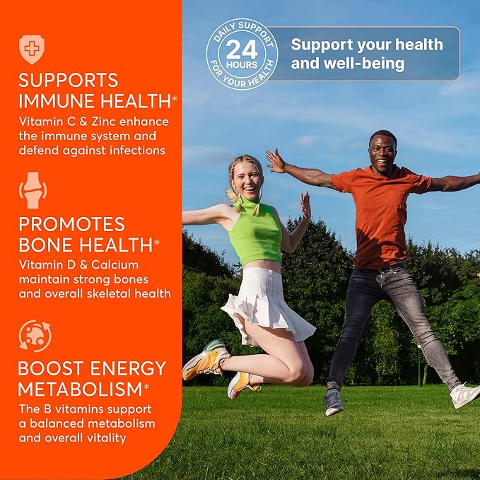 Multivitamin Supplement | Complex with Vitamin A, C, D, E, K1, B, Zinc & Chromium | Hair, Skin & Nail Beauty Vitamins | Immune Support Supplements for Men & Women | 60 Capsules