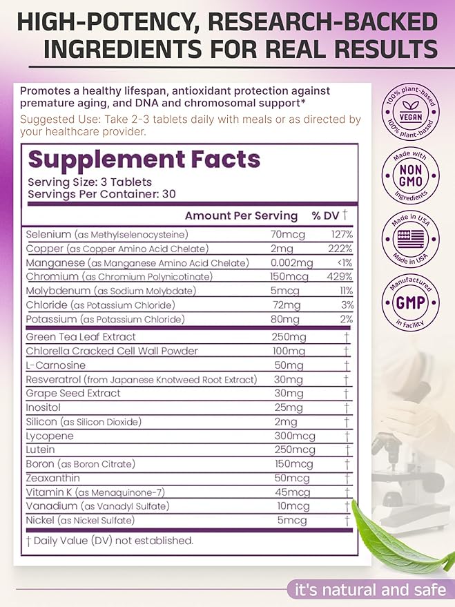 Telovite™ Daily Multivitamin for Men & Women – Telomere & Cellular Health Support – High Potency Vitamins A, D, E, C, B-Complex, Zinc, Folate, Iron – 90 Tablets – Doctor Formulated
