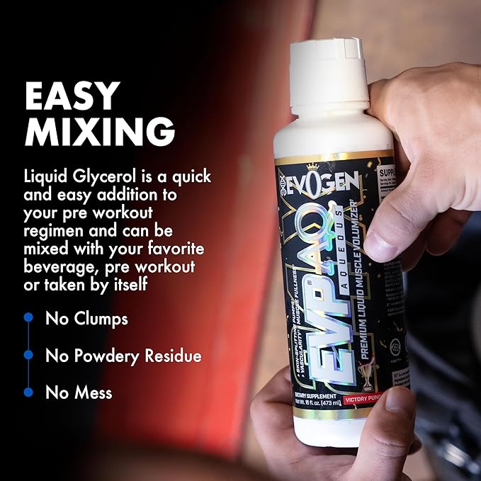 Evogen EVP AQ - Liquid Glycerol Muscle Volumizer | Pre Workout for Pumps, Vascularity, & Hydration | Premium Preworkout for Men & Women | Victory Punch | 16 fl oz