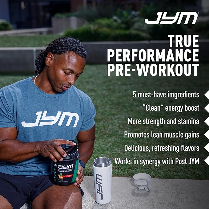 JYM Supplement Science Pre JYM Strawberry Kiwi Pre Workout Powder - BCAAs, Nootropics, Creatine HCI, Citrulline, Beta-Alanine, Betaine, Taurine, Huperzine 30 Servings