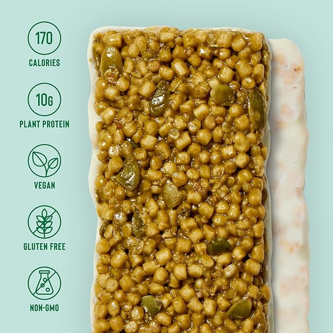 Mezcla Vegan Protein Bars, Gluten Free Snack Made with Pumpkin Seeds, Pea Protein, Organic Vanilla and Other Premium Ingredients, Healthy Snacks, Matcha Vanilla, 10g of Protein, 4 Pack