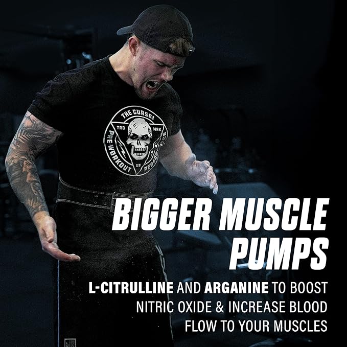 JNX SPORTS The Curse! Pump – Stim-Free Pre-Workout | Blue Raspberry 40 Serves | Caffeine-Free Pump Pre Workout, Non-Stim Nitric Oxide Preworkout for Men & Women