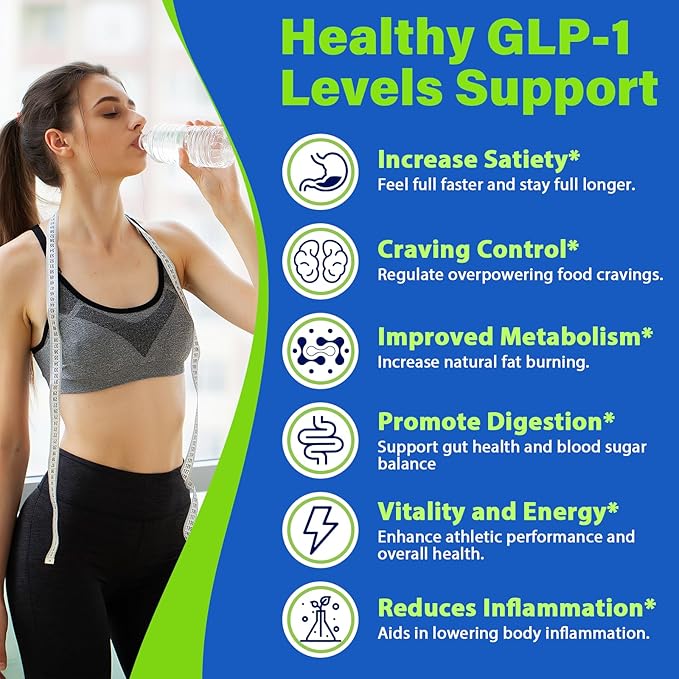 GLP-1 Supplement, GLP1 Supplements Women Naturally Gut GLP 1 Powder 1500MG Boosting Prebiotic Mix with Akkermansia Muciniphila Probiotic & High Fiber for Digestion, Energy, Overall Health, No Fillers