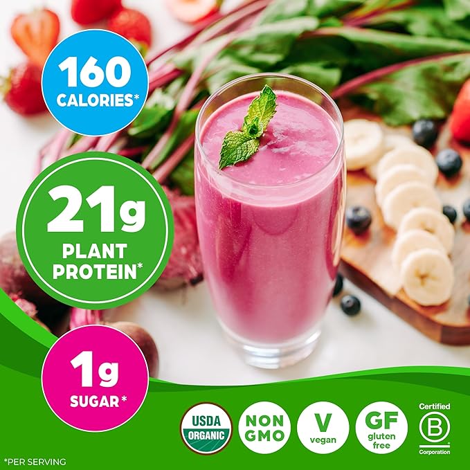 Orgain Organic Vegan Protein + 50 Superfoods Powder, Vanilla Bean - 21g Plant Based Protein, 8g Prebiotic Fiber, No Lactose Ingredients, Gluten Free, No Added Sugar, 1.12 lb (Packaging May Vary)
