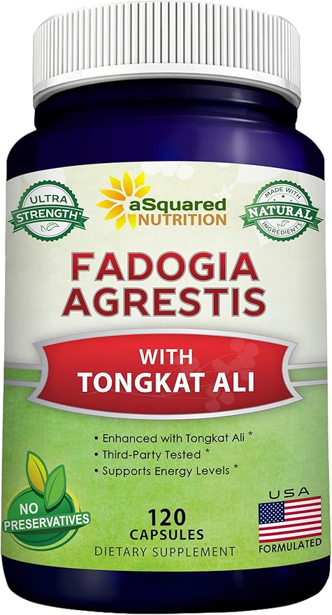aSquared Nutrition Fadogia Agrestis 1000mg & Tongkat Ali 400mg - 120 Capsules - Fadogia Agrestis Extract Supplement and Powder Complex Pills