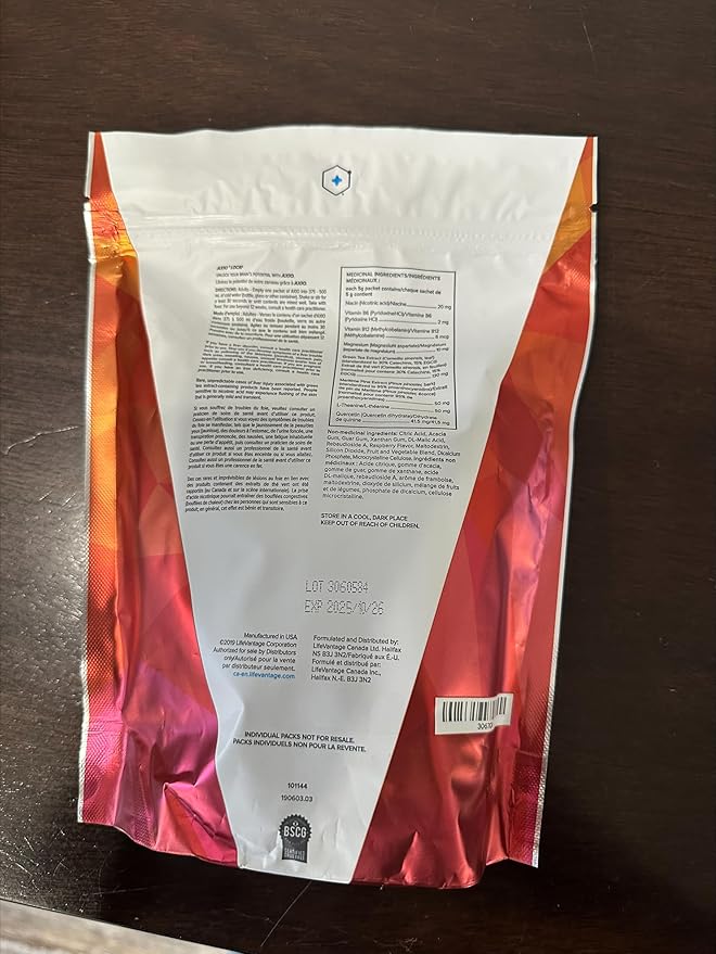 LifeVantage - AXIO - Regular Energy Drink Powder, Red Raspberry - with B Vitamins, DMAE, L-Theanine, Quercetin, Green Tea and Pine Bark - 30 Packets