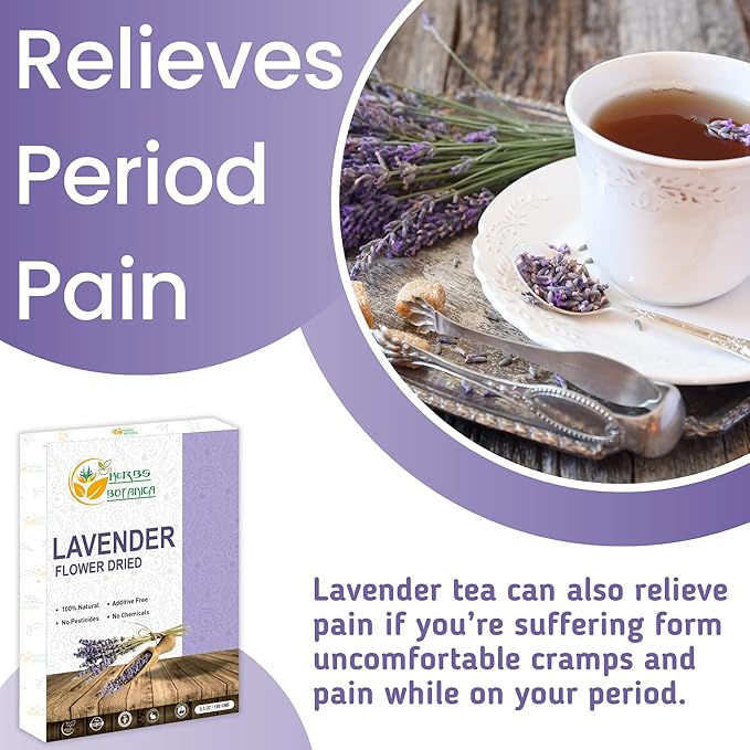 Herbs Botanica Dried Lavender Flower Buds - Edible for Herbal Tea, Aromatic Bliss for Wellness. Pure, Natural and Calming Perfect for Aromatherapy and Crafts 3.5 oz