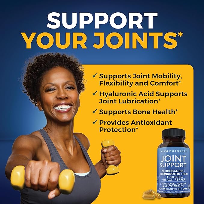 Glucosamine Chondroitin MSM Joint Support Supplement, 90 Capsules - with Turmeric, Black Pepper, Boswellia and Hyaluronic Acid - Joint Health Supplement for Mobility, Flexibility and Comfort