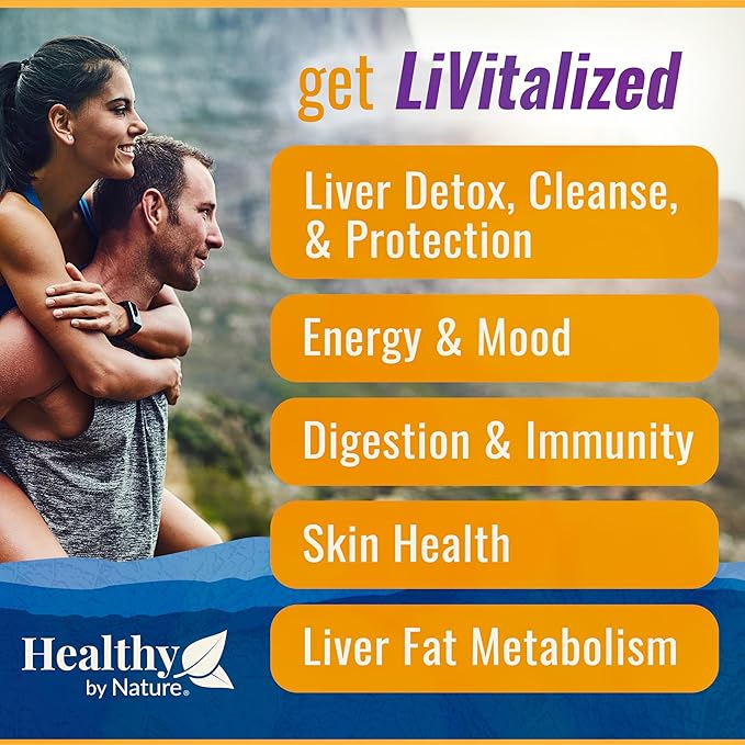 LiVitalize 28-in-1 Liver Cleanse Detox & Repair | Milk Thistle Silymarin Dandelion NAC Alpha Lipoic Acid Artichoke & Mushroom Energy Formula | Active Liver Health Support Supplement | 1540mg (60 CT)