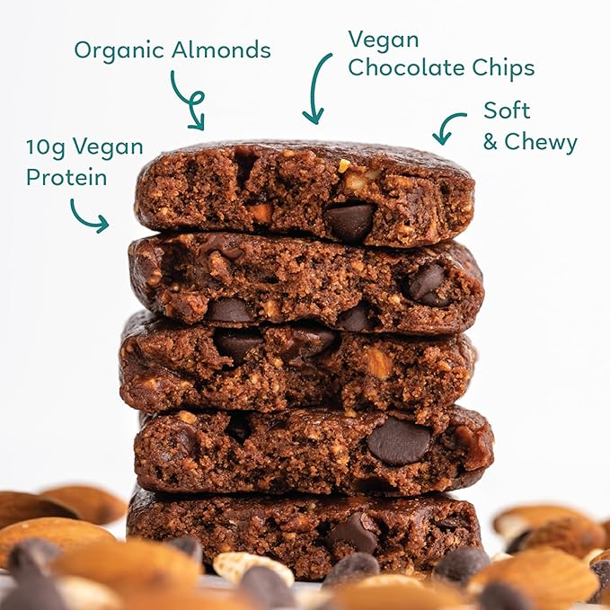 GoMacro MacroBar Organic Vegan Protein Bars - Dark Chocolate + Almonds (2.3 Ounce Bars, 12 Count)