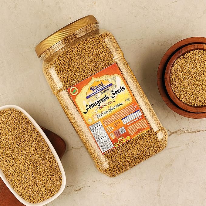 Rani Fenugreek (Methi) Seeds Whole 128oz (8lbs) 3.62kg Bulk PET Jar, Trigonella foenum graecum ~ All Natural | Vegan | Gluten Friendly | Non-GMO | Indian Origin, used in cooking & Ayurvedic spice