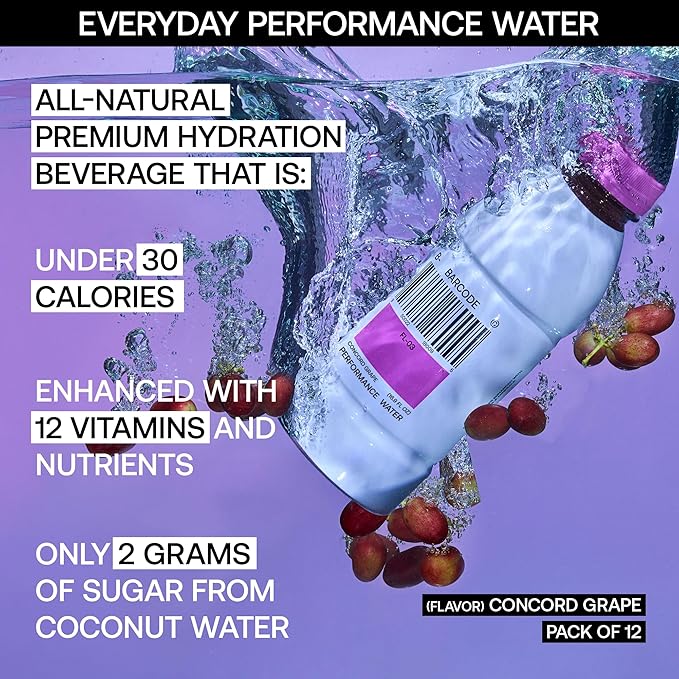 Barcode Premium Sports Hydration Drink - No Added Sugar, Concord Grape, 12 Pack - Adaptogen Drink with Electrolytes - Plant-Based Beverage - Immunity & Performance Drink - Ashwagandha & Magnesium