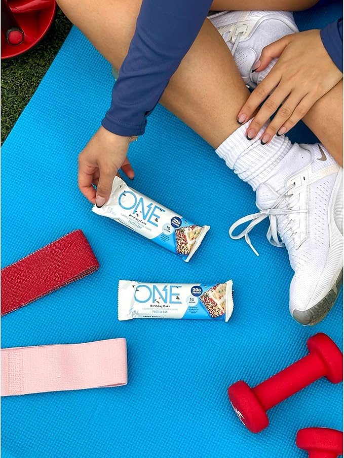 ONE Protein Bars, Birthday Cake, Gluten Free with 20g Protein and 1g Sugar, Pantry Staples, 2.12 oz (12 Count)