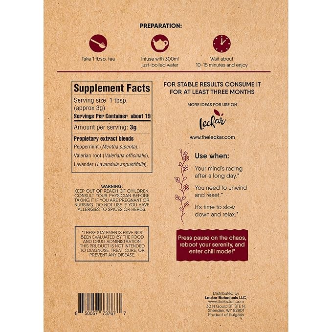 Organic Keep Calm Herbal Loose Leaf Tea with Peppermint, Valerian root, Lavender (Herbal Tea), Caffeine-Free Relaxing Wellness Blend