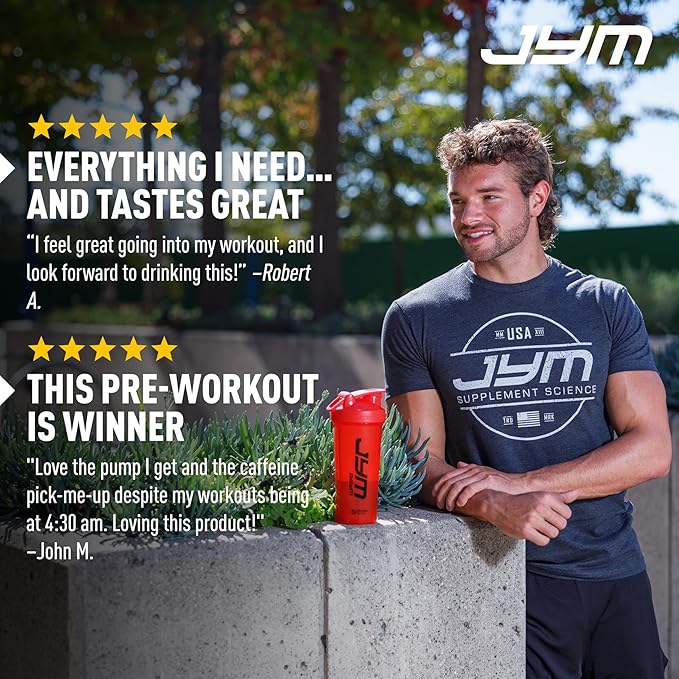 JYM Supplement Science Pre JYM Strawberry Kiwi Pre Workout Powder - BCAAs, Nootropics, Creatine HCI, Citrulline, Beta-Alanine, Betaine, Taurine, Huperzine 30 Servings