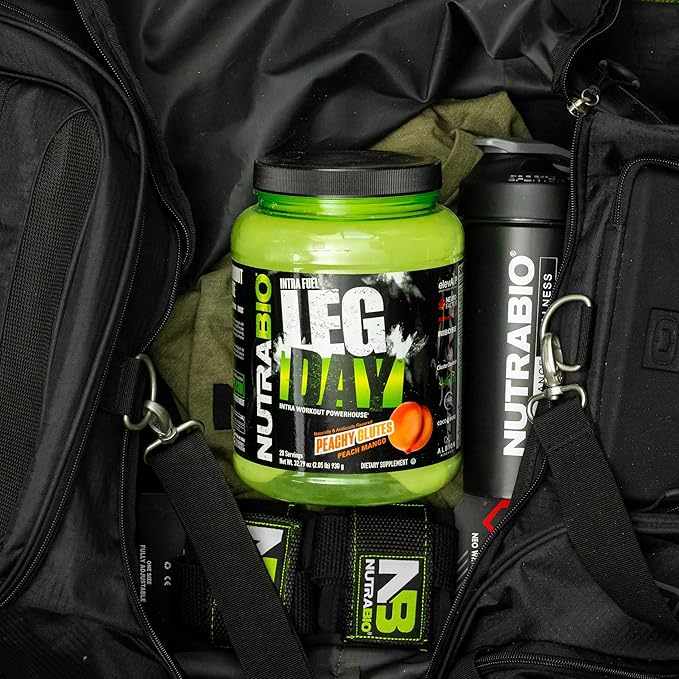 NutraBio Leg Day Intra Carb Supplement – Advanced Carbohydrate Complex – Amino Acid EAA/BCAA Formula – Electrolyte Blend for Recovery and Performance, Peach Mango, 20 Servings