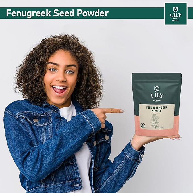 Lily of the Valley Fenugreek Seed Powder - 100% Raw Methi Seeds Ground - Ideal for Cooking & Meat Seasoning - Trigonella Foenum Graecum - Gluten Free - Packed in Resealable Ziplock Pouch (8oz, 226g)