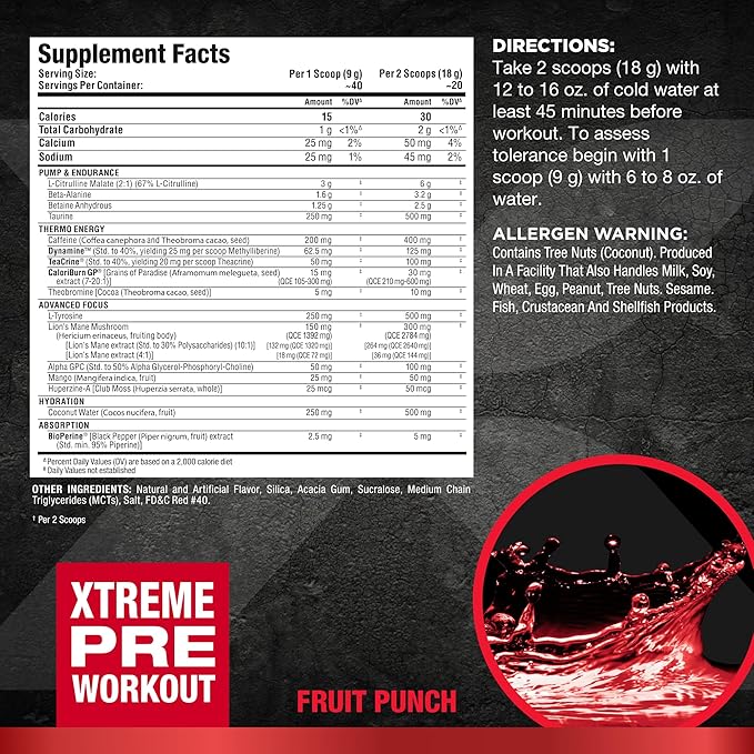 ALLMAX Nutrition - Impact Igniter Extreme Pre Workout Powder - with Citrulline Malate, Beta - Alanine, Caffeine, Taurine, and, Betaine anhydrous (Fruit Punch)
