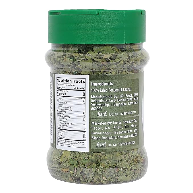 Tarkeeb Fenugreek Leaves Dried (Kasoori Methi) | All Natural | Salt-Free | Vegan | No Colors | Gluten Free | NON-GMO | Indian Origin |
