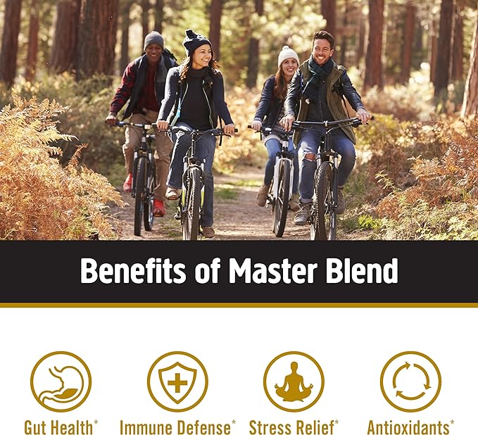 Om Mushroom Master Blend, Organic 10 Mushroom Complex & Adaptogens Powder, Reishi & Lions Mane - 3.17 oz
