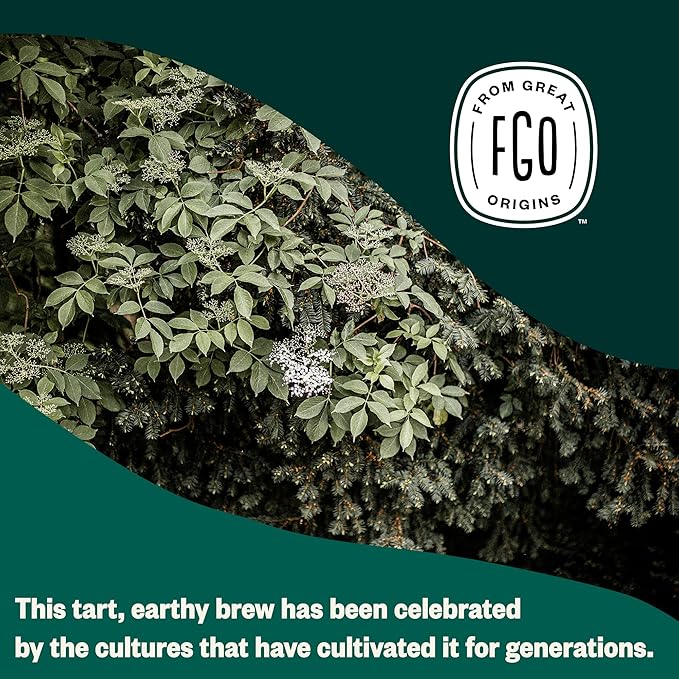 FGO Organic Elderberry Tea, 20 Count, Eco-Conscious Herbal Tea Bags, Resealable Bag, Caffeine Free, Packaging May Vary (Pack of 1)