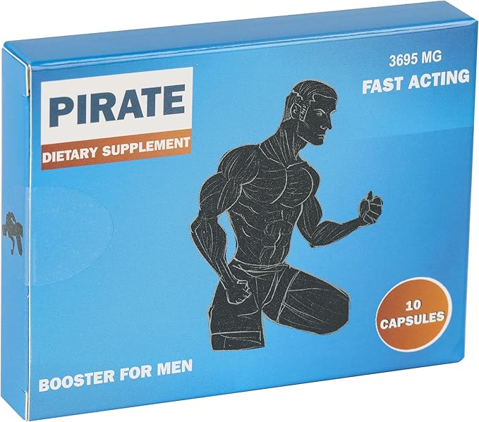 Pirate Herbal Male Supplement for Men – Fast Acting Energy & Stamina Booster with Horny Goat Weed, Maca Root, Tongkat Ali, Muira Puama & Vitamin B6 – Supports Endurance, Performance & Vitality