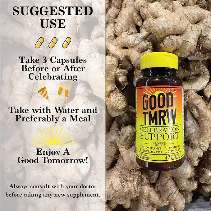 Celebration Support | Wakeup with Clarity Antioxidants, Vitamin C, Electrolyte & B Complex | L-Cysteine, DHM, Turmeric, Ginger, Turmeric, Milk Thistle, Prickly Pear | 14 Servings
