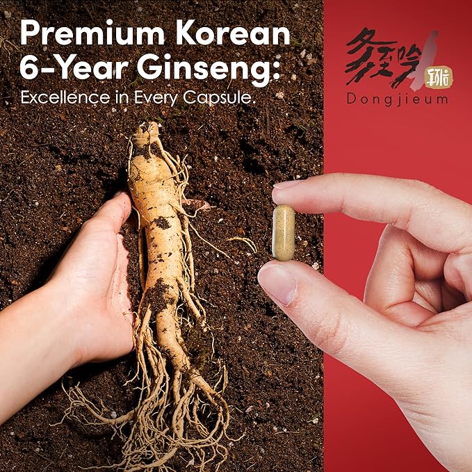 Korean Red Ginseng (6-Year Root) (Enhanced Ginsenoside) 120 Vegan Capsules