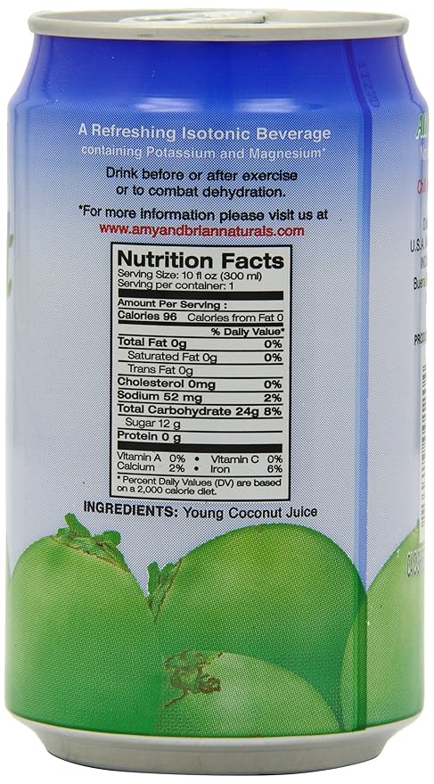 Amy & Brian Coconut Water Original, 10 Fl Oz (Pack of 24)