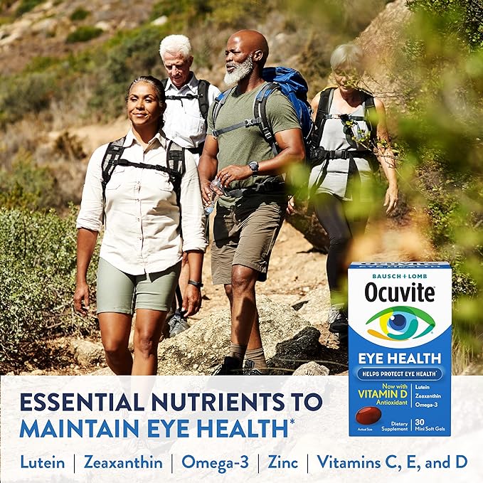 Ocuvite Eye Health Formula Eye Vitamin & Mineral Supplement with Lutein, Zeaxanthin and Omega-3 from Bausch + Lomb, 30 Soft Gels