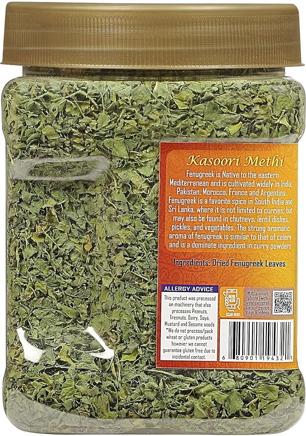 Rani Fenugreek Leaves Dried (Kasoori Methi) 3.5oz (100g) PET Jar ~ All Natural | Vegan | Gluten Friendly | NON-GMO | Kosher | Indian Origin