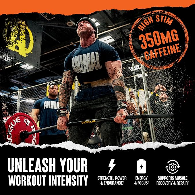 Animal Fury - Pre Workout Powder Supplement for Energy and Focus - 5g BCAA, 350mg Caffeine Nitric Oxide Without Creatine - Powerful Stimulant for Bodybuilders - Blue Raspberry