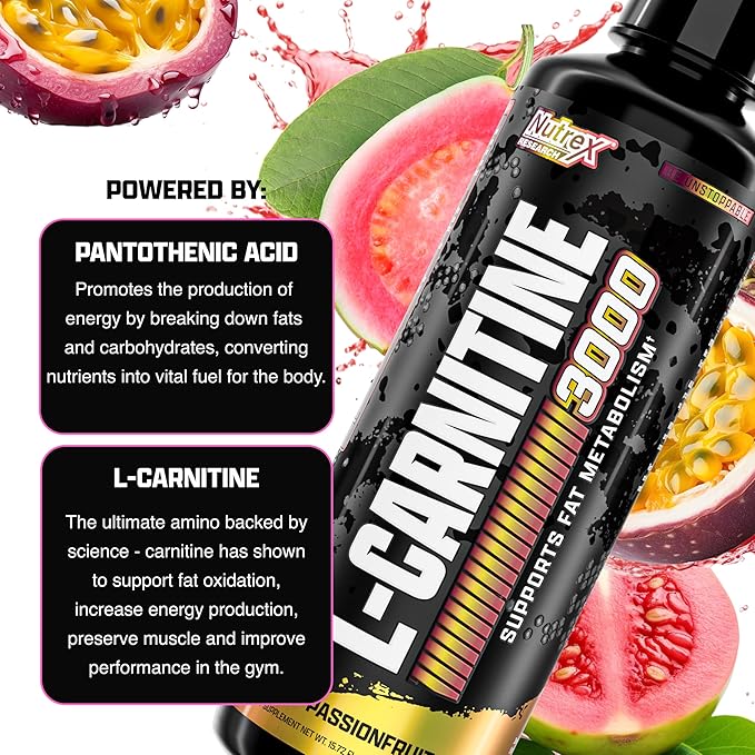 Nutrex Research Liquid Carnitine 3000 | Premium Liquid Carnitine, Stimulant Free (Passionfruit Guava)