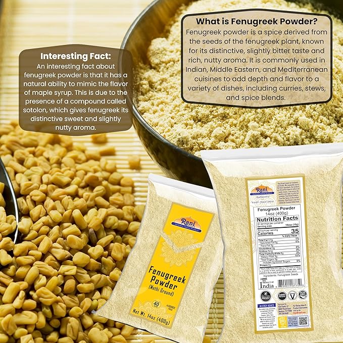 Rani Fenugreek (Methi) Seeds Ground Powder 14oz (400g) Trigonella foenum graecum ~ All Natural | Vegan | Gluten Friendly | Non-GMO | Kosher | Indian Origin, used in cooking & Ayurvedic spice