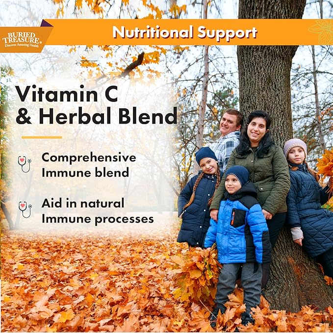 Buried Treasure Adult Daily Immune Wellness, 16oz with Dose Cup, Elderberry Echinacea VIT-C Zinc, Mushroom Blend, Natural Immune Booster